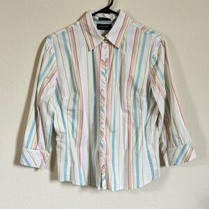 New York & Company Striped Retro Women’s Button Down Blouse. Size M